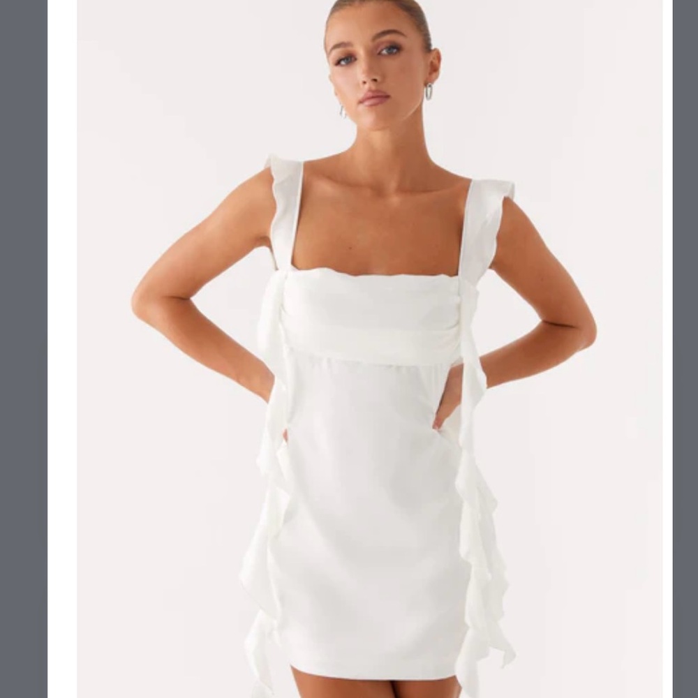 Peppermayo White Sheath Mini Dress Square Neck Sleeveless